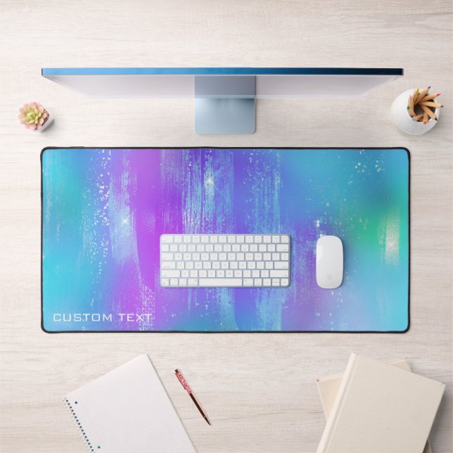 Abstract Purple Blue Iridescent Custom Extended Desk Mat (Office 1)
