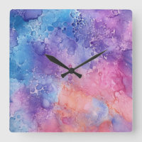 Abstract Purple Blue Mix Clouds Watercolour Art