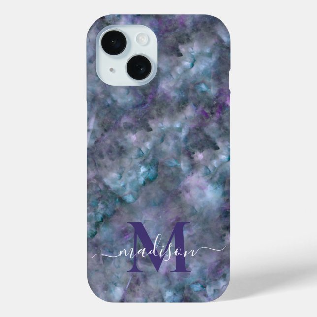 Abstract purple blue teal quartz marble granite   Case-Mate iPhone case (Back)