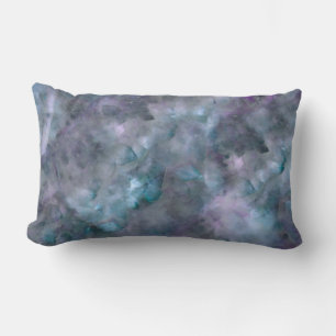 Abstract purple blue teal quartz marble granite lumbar cushion
