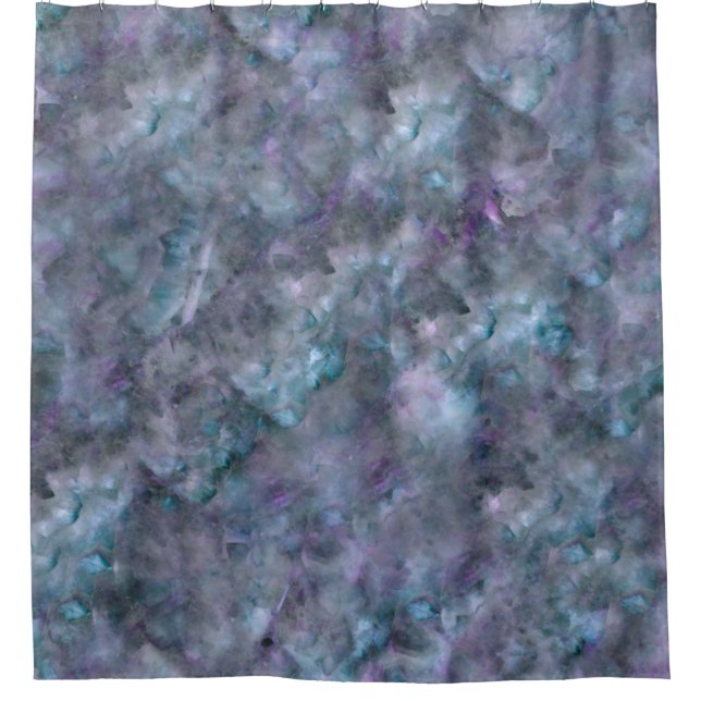 Abstract purple blue teal quartz marble granite   shower curtain (Front)