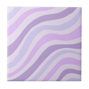 Abstract Purple Blue Wavy Stripe Modern Ceramic Tile