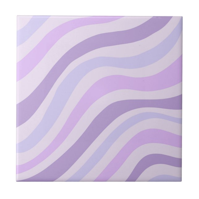 Abstract Purple Blue Wavy Stripe Modern Ceramic Tile (Front)