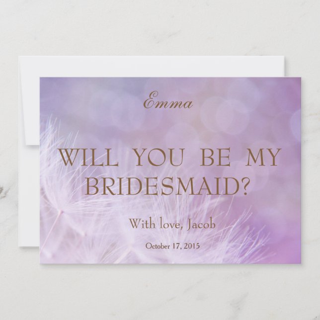 Abstract Purple Bokeh Will You Be My Bridesmaid Invitation (Front)