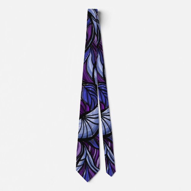 Abstract Purple Butterfly Wing Pattern Tie (Front)