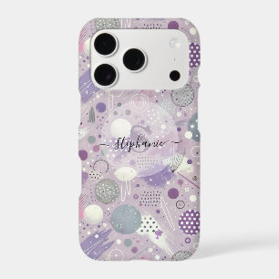 Abstract Purple Circles with Paint Strips Accents
