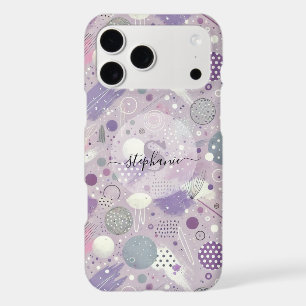 Abstract Purple Circles with Paint Strips Accents