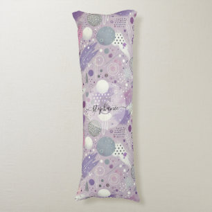 Abstract Purple Circles with Paint Strips Accents Body Cushion