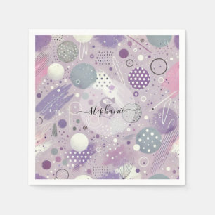 Abstract Purple Circles with Paint Strips Accents Napkin