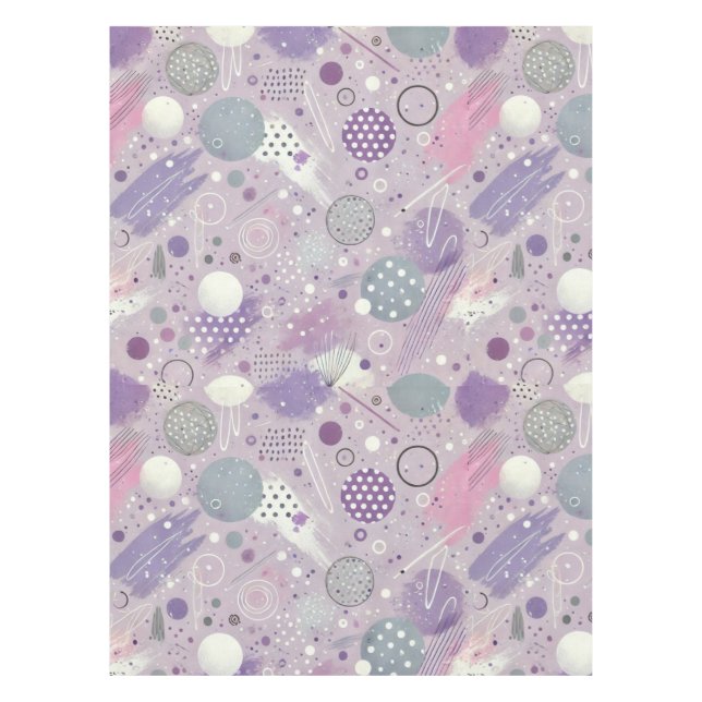 Abstract Purple Circles with Paint Strips Accents Tablecloth (Front)