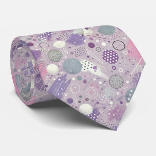 Abstract Purple Circles with Paint Strips Accents Tie