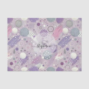 Abstract Purple Circles with Paint Strips Accents Tissue Paper
