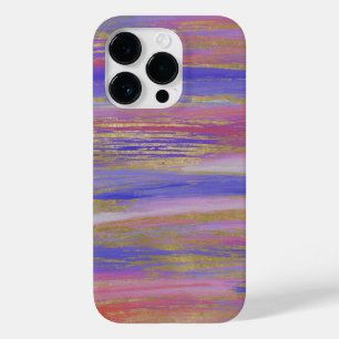 Abstract Purple, Coral and Gold Painted Strokes Case-Mate iPhone 14 Pro Case