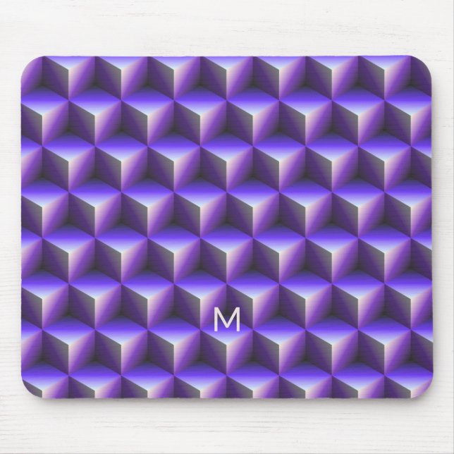 Abstract Purple Cube Block Pattern Mouse Pad (Front)