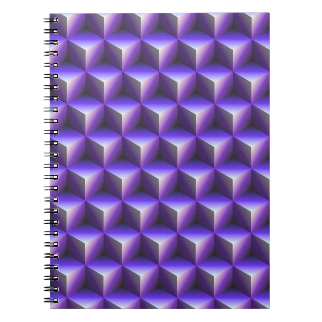 Abstract Purple Cube Block Pattern Notebook (Front)
