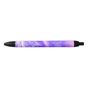 Abstract Purple Dandelions and fireflies Black Ink Pen