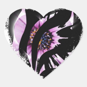 Abstract Purple Floral Heart Sticker