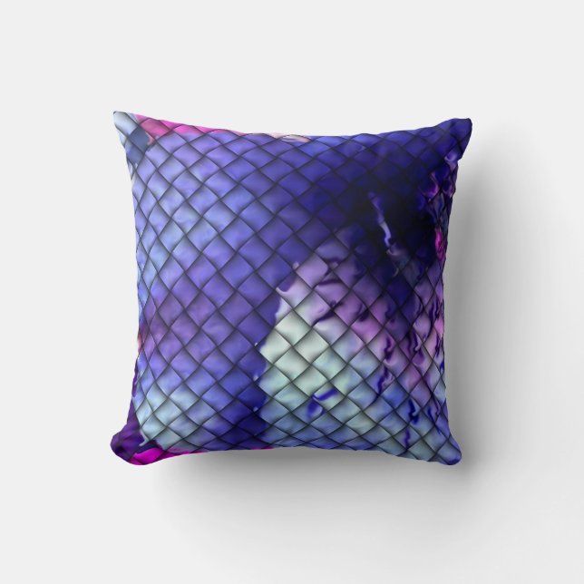 Abstract Purple Floral Mosaic Cushion (Front)