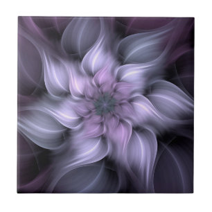Abstract purple flower, violet floral theme ceramic tile