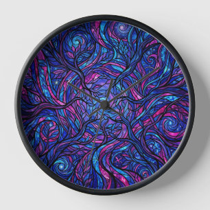 Abstract Purple Forest Canopy Art Clocks