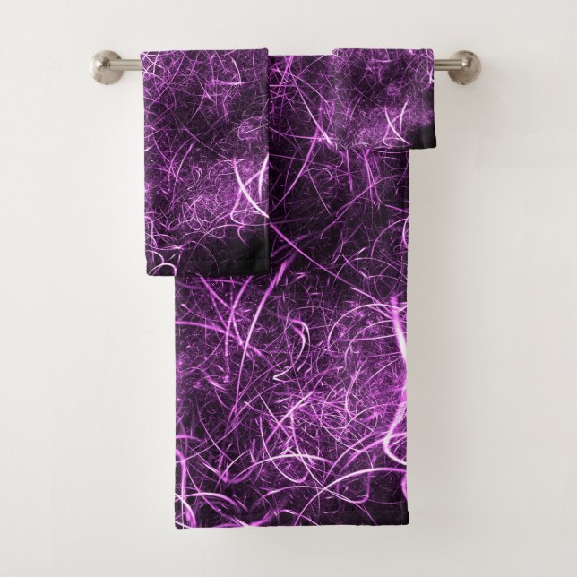 Abstract Purple Fractal_Bathroom Towel Set (Insitu)