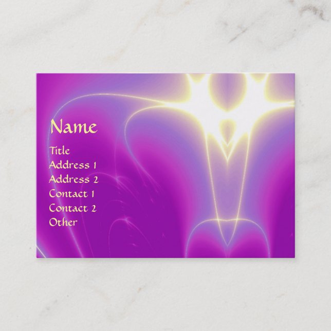 ABSTRACT PURPLE FUCHSIA WHITE LIGHT WAVES BUSINESS CARD (Front)