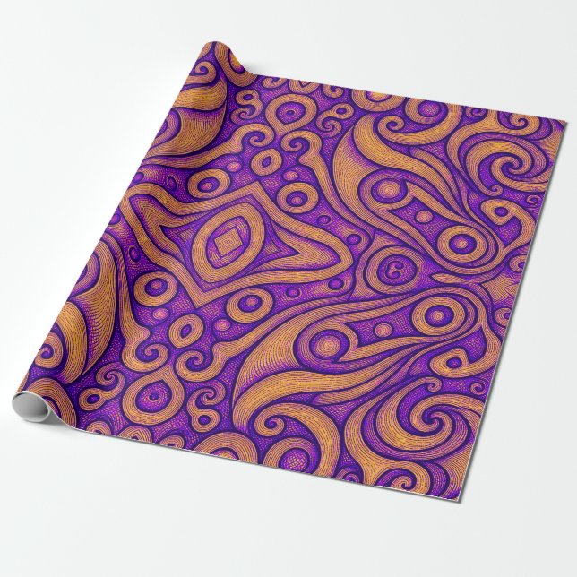 Abstract Purple Geometric Pattern Wrapping Paper (Unrolled)