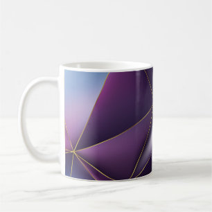 Abstract purple geometric with golden lines coffee mug