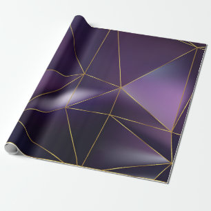 Abstract purple geometric with golden lines wrapping paper