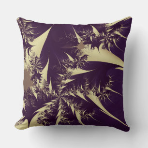 Abstract Purple Gold Fractal Cushion
