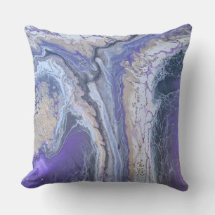 Abstract Purple & Gold Mineral Veins Cushion