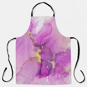 Abstract purple, gold: mixing acrylics. apron