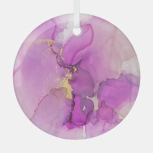 Abstract purple, gold: mixing acrylics. glass tree decoration
