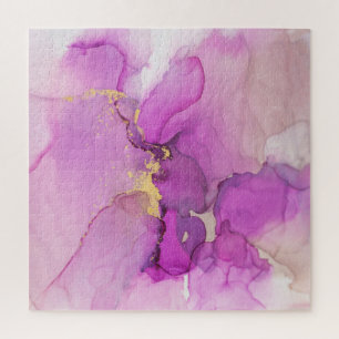 Abstract purple, gold: mixing acrylics. jigsaw puzzle