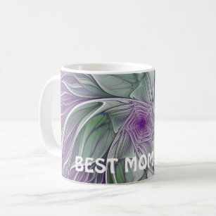 Abstract Purple Green Flower Fractal Art Best Mum Coffee Mug