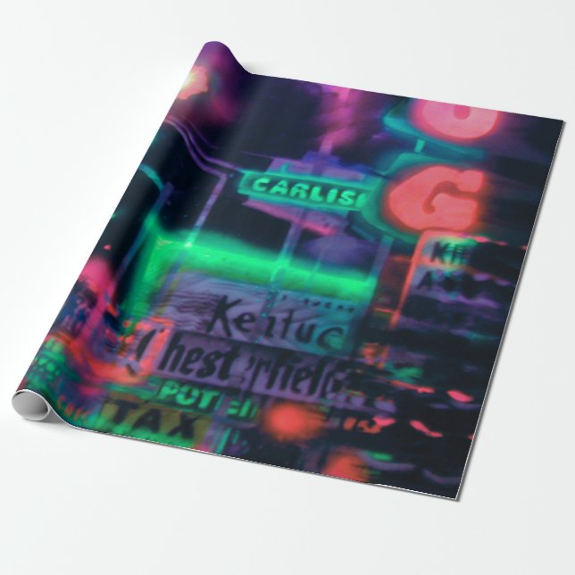 Abstract Purple Green Red Neon Lights Medley Wrapping Paper (Unrolled)