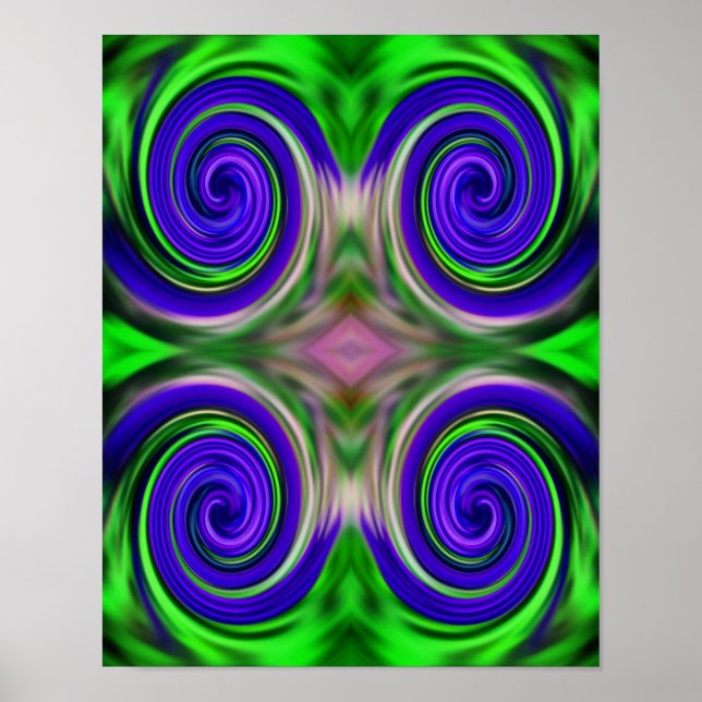 Abstract Purple Green Swirls Colours  Poster (Front)