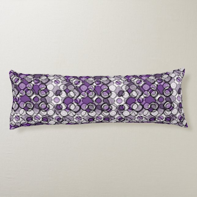 Abstract Purple, Grey and Black Circle Pattern Body Cushion (Back)