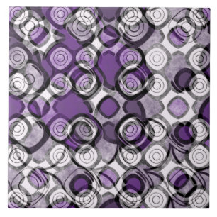 Abstract Purple, Grey and Black Circle Pattern Ceramic Tile