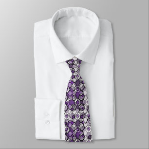 Abstract Purple, Grey and Black Circle Pattern Tie
