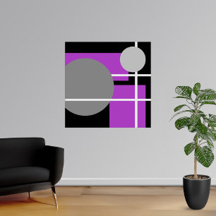 Abstract Purple Grey Black White AP0001 Poster