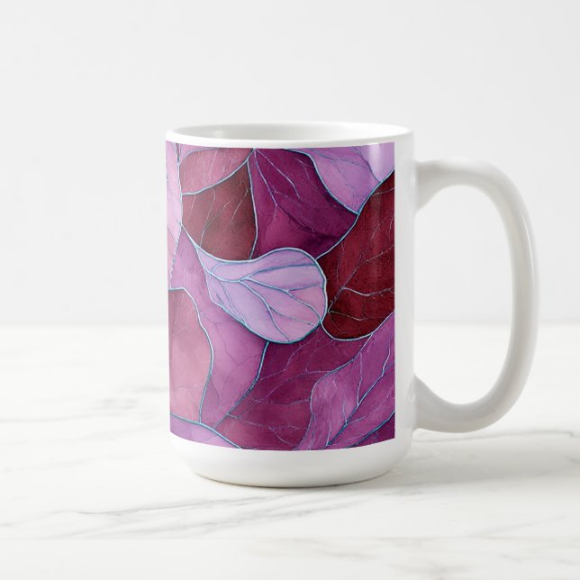 Abstract Purple Leaves Pattern Coffee Mug (Right)