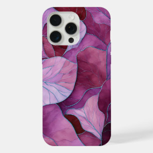 Abstract Purple Leaves Pattern iPhone 15 Pro Max Case