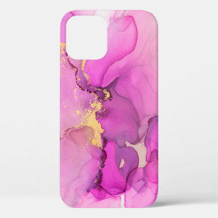 Abstract purple, lilac, pink, gold background, iPhone 12 case