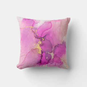 Abstract purple, lilac, pink, gold background, cushion