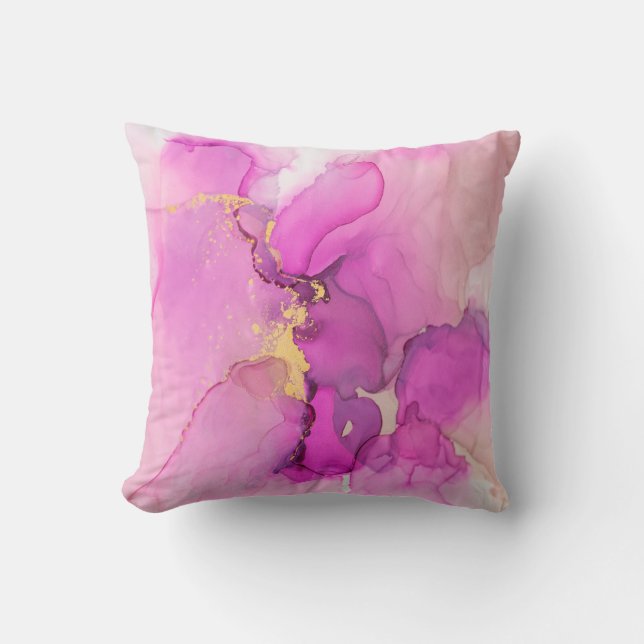 Abstract purple,  lilac,  pink,  gold background,  cushion (Front)