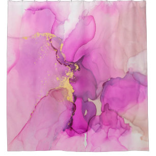 Abstract purple, lilac, pink, gold background, shower curtain