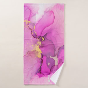 Abstract purple, lilac, pink, gold background, wal bath towel