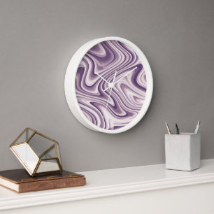 Abstract Purple Liquid Marble Clock