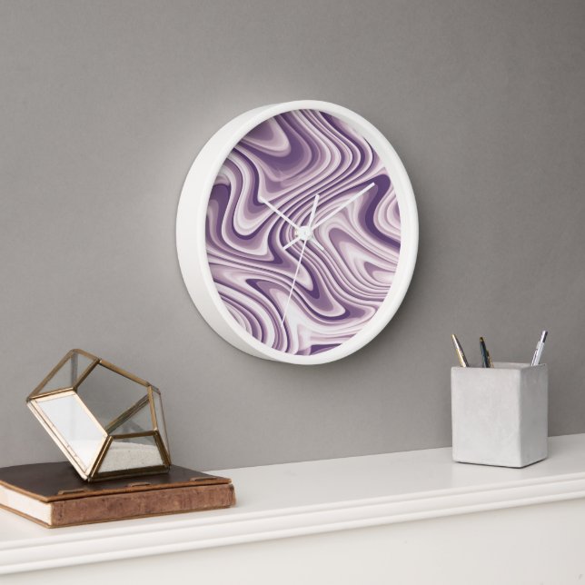 Abstract Purple Liquid Marble Clock (Office)